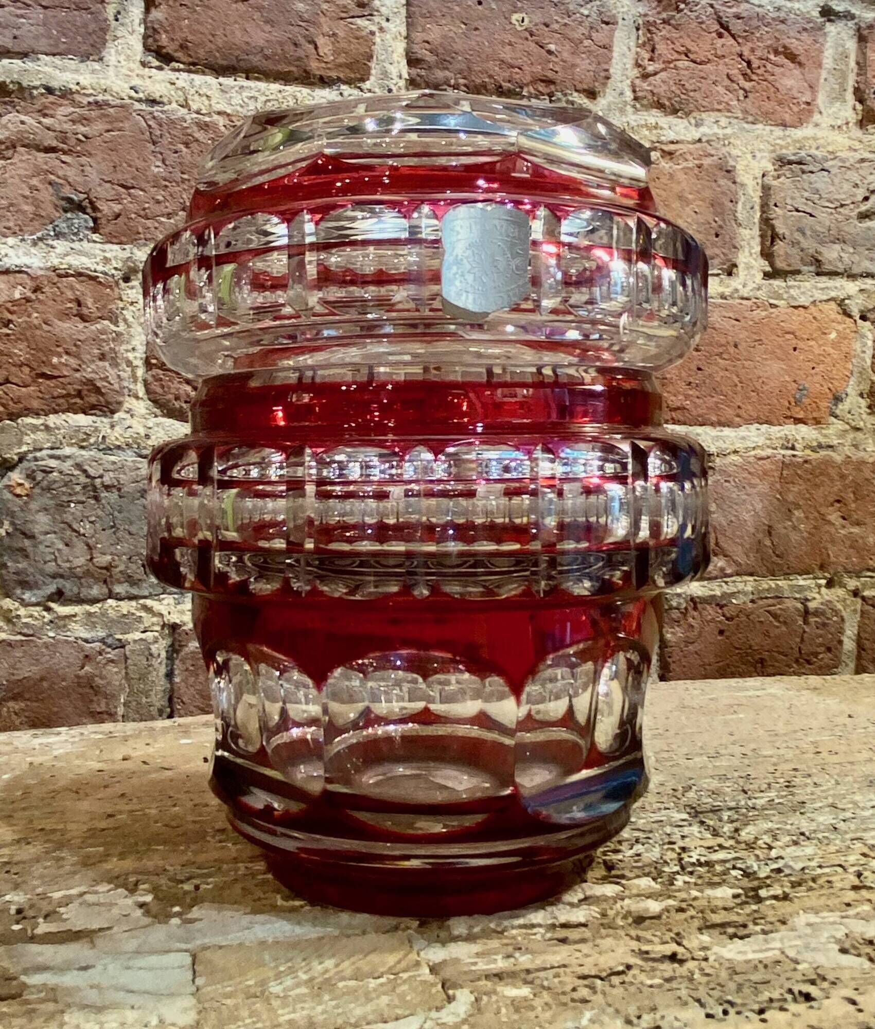 Double Red Crystal Vase – Val Saint Lambert