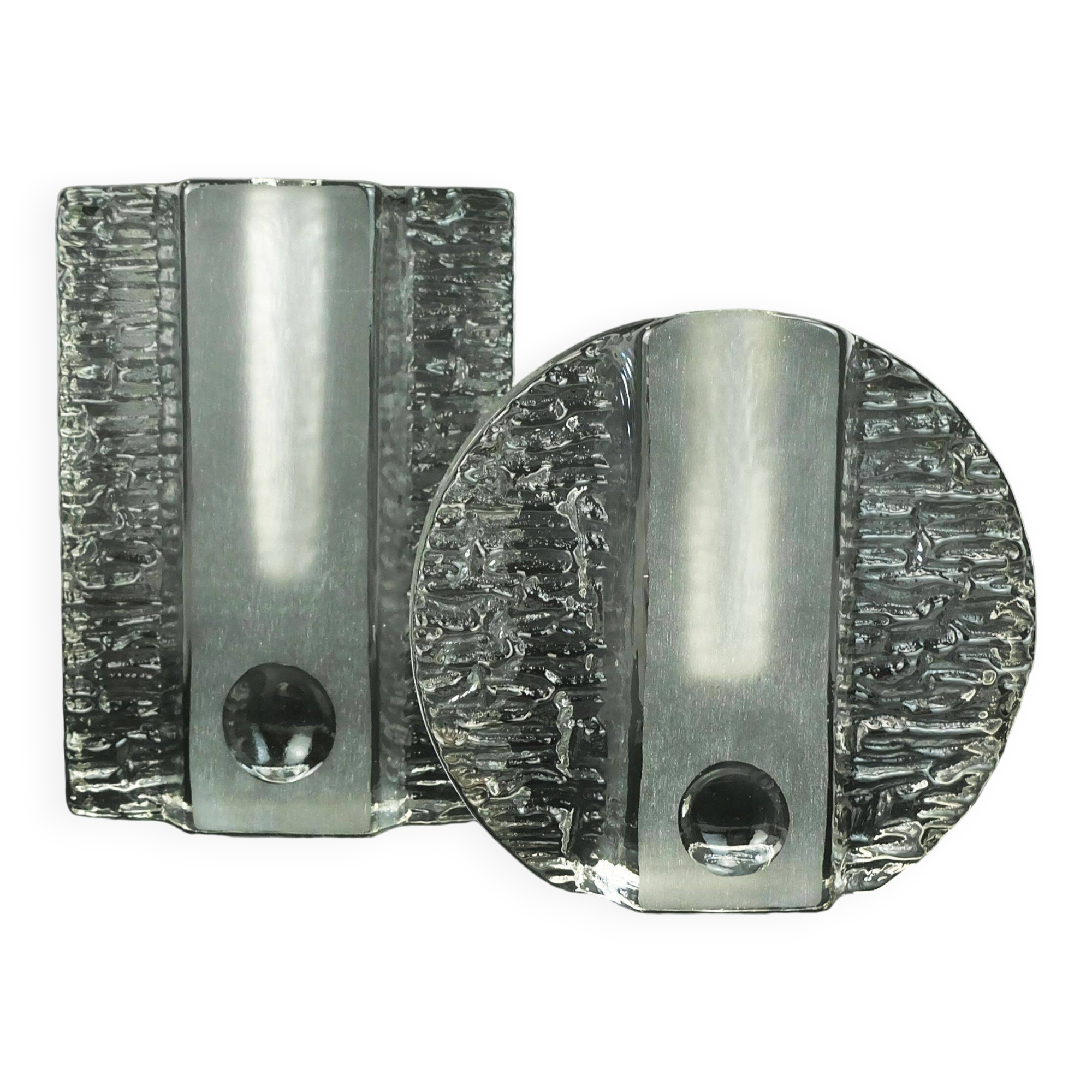 Set of 2 solifleur block vases walther glas 60s 70s op art arrangement vases