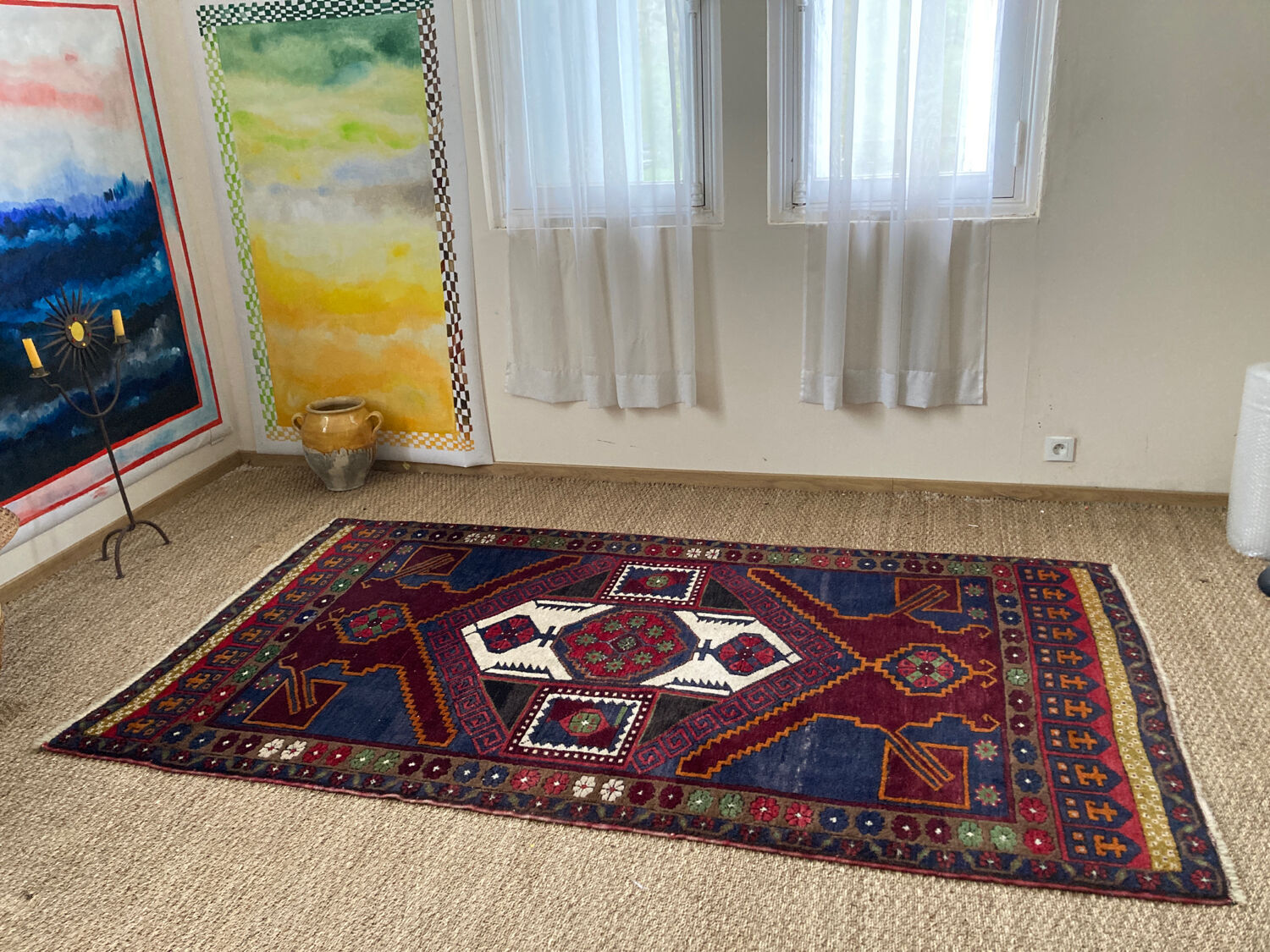 Antique carpet in caucasian wool - anatomy - turkish - kazak - large - geometric patterns / persian