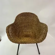 Chaise en osier de style mi-siècle, années 1950
