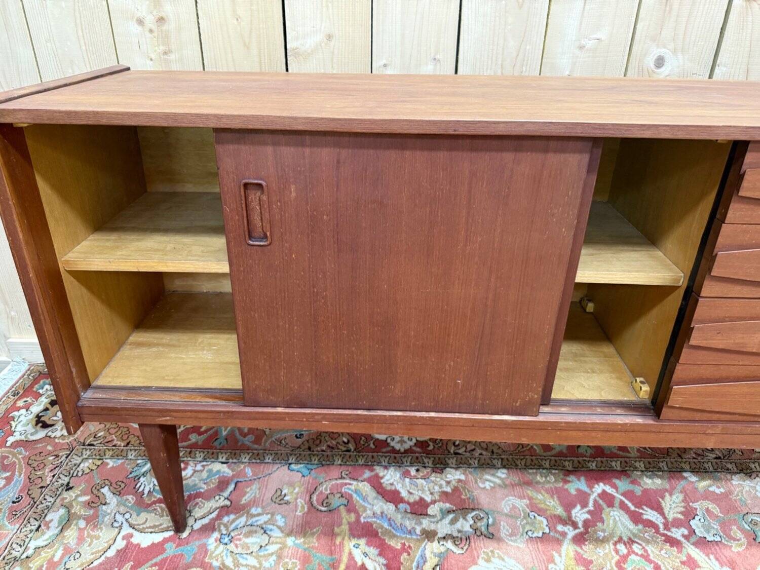 Enfilade scandinave de style danois en teck massif et placage, années 1960