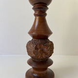 Carved wood candle holder flower pattern