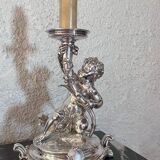 Christofle silver-plated bronze cherub 1870 mounted as a lamp