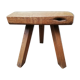 Ancien tabouret de ferme bois brut tripode