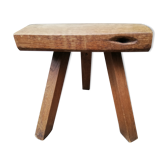 Ancien tabouret de ferme bois brut tripode