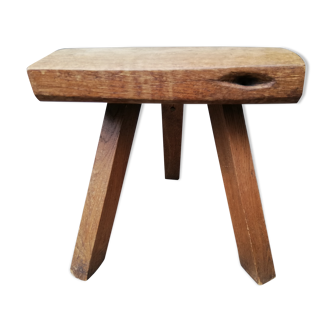 Old farm stool raw wood tripod