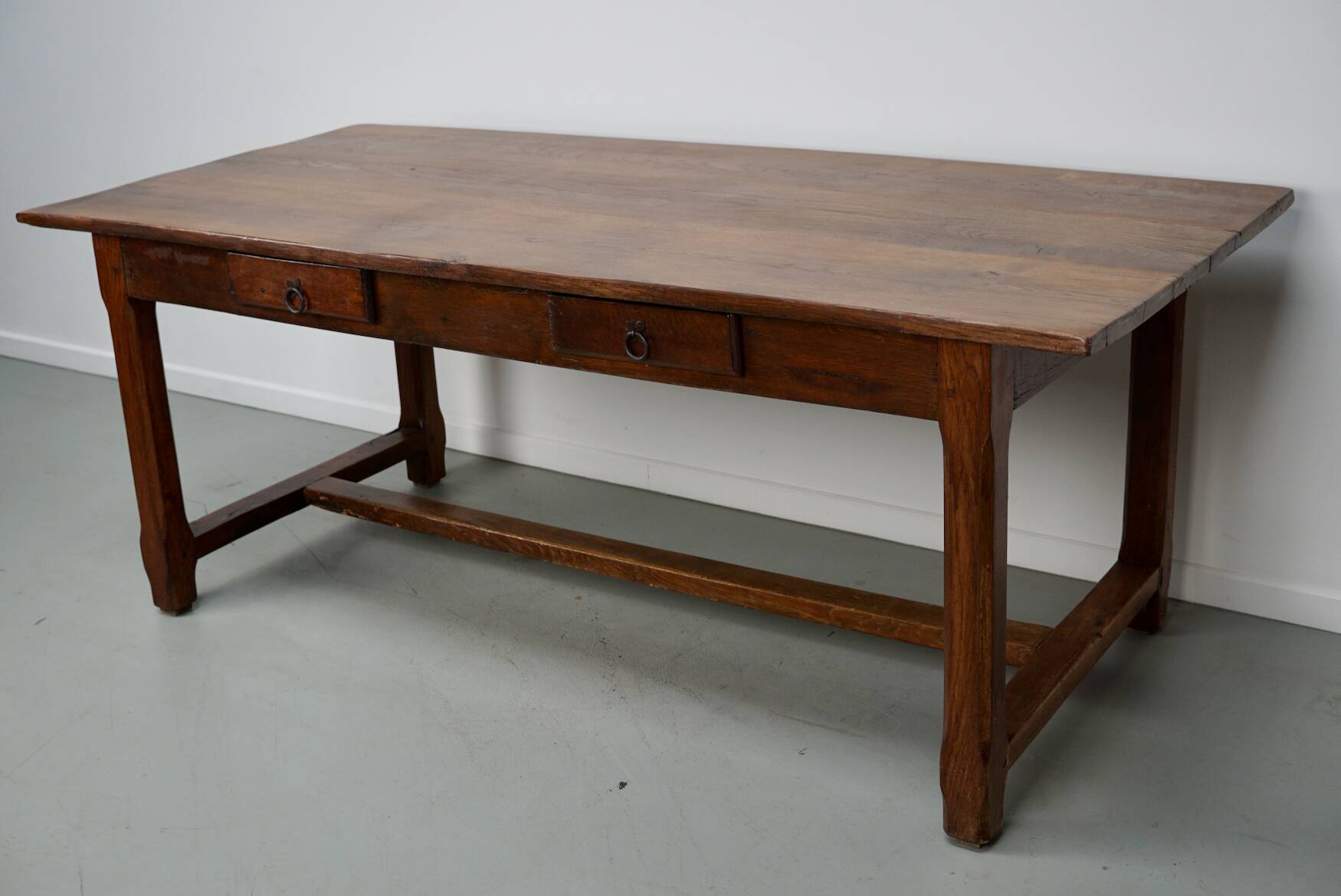 Rustic Dining Table in Oak and Elm from the Early 20th Century