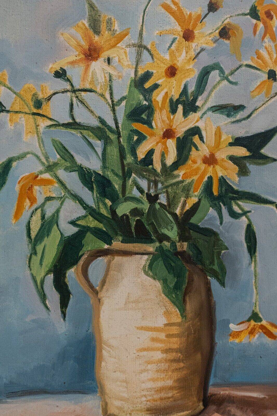 Oil on canvas by C. Suire bouquet of flowers 20th cerus frame