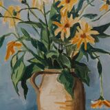 Oil on canvas by C. Suire bouquet of flowers 20th cerus frame