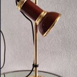 Vintage 1980s brass and imitation wood lamp