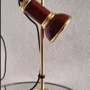 Vintage 1980s brass and imitation wood lamp
