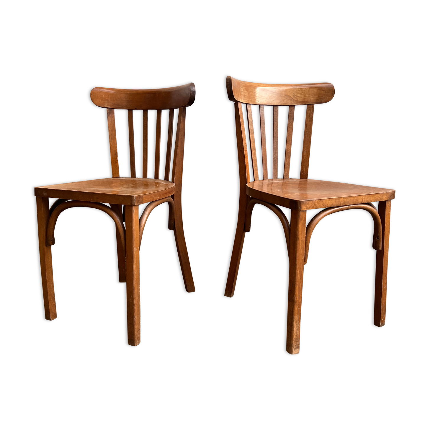 Pair of vintage wooden bistro chairs