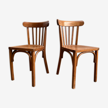 Paire de chaises bistrot en bois vintage