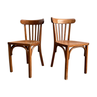 Pair of vintage wooden bistro chairs