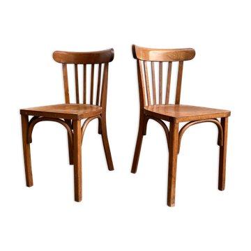 Pair of vintage wooden bistro chairs