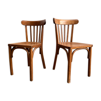 Paire de chaises bistrot en bois vintage