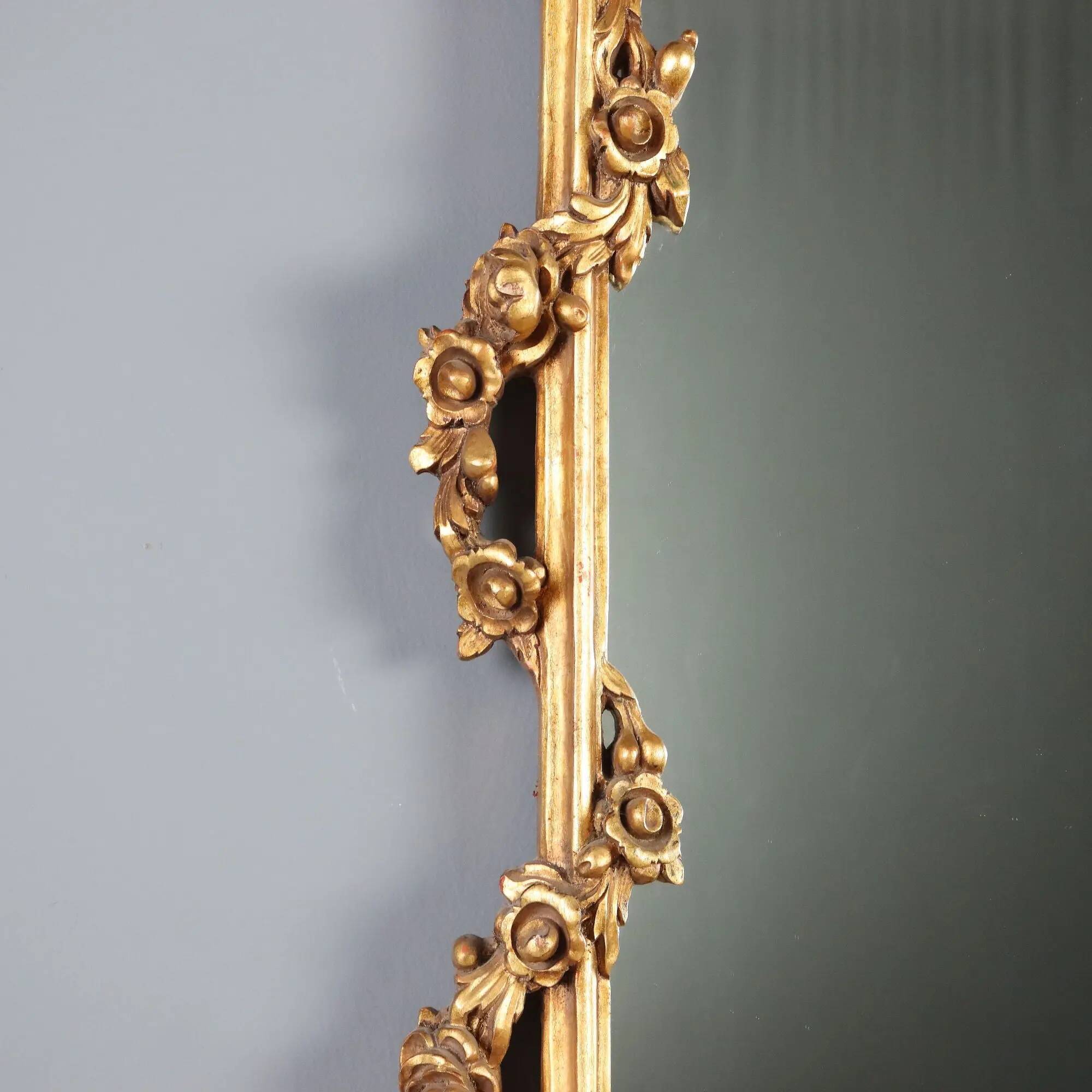 Antique carved and gilded wooden mirror, Italy, 20th century
