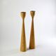 Pair of teak candle holders