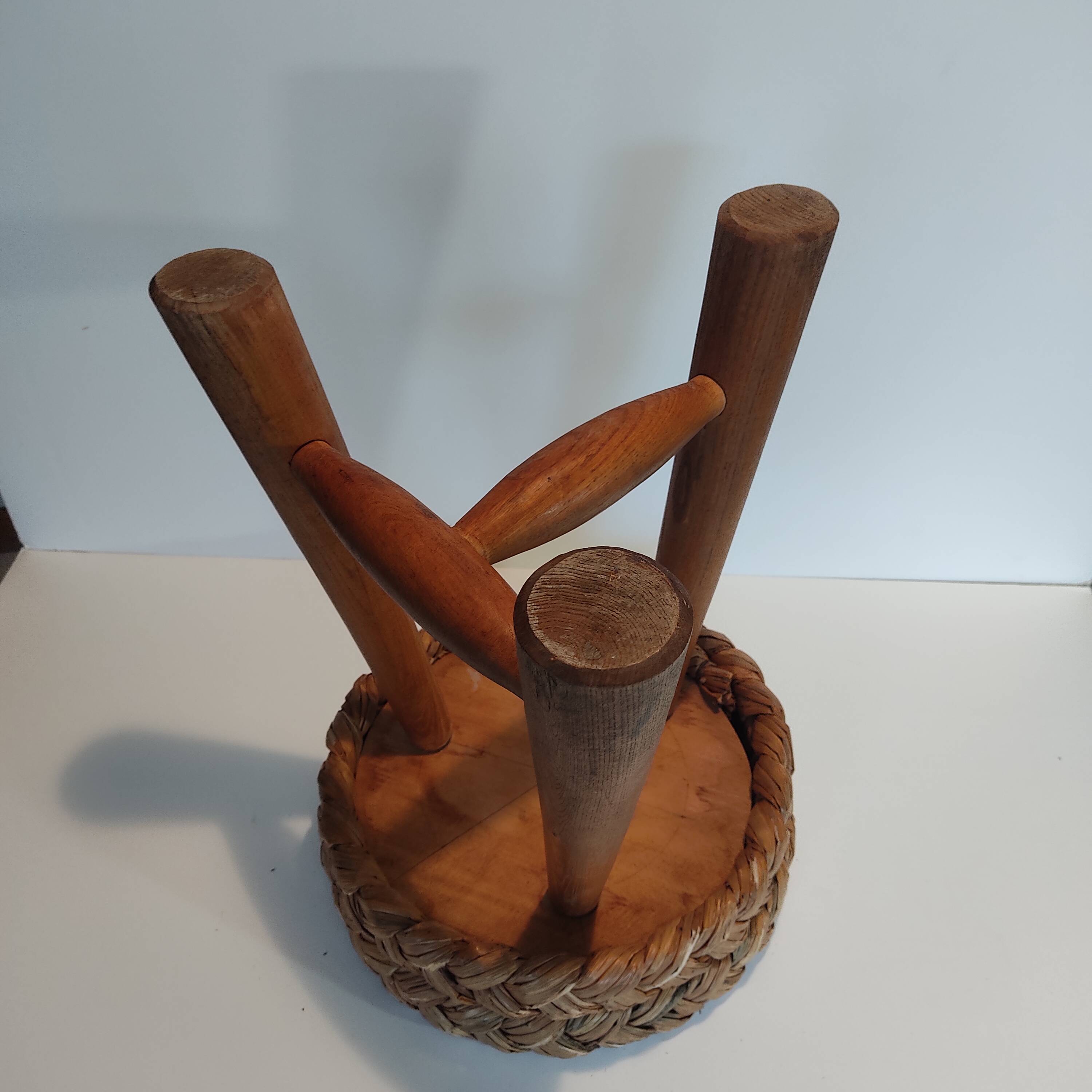 Tabouret bois rafia