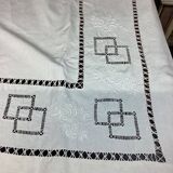 Old linen sheet with monogram embroidery