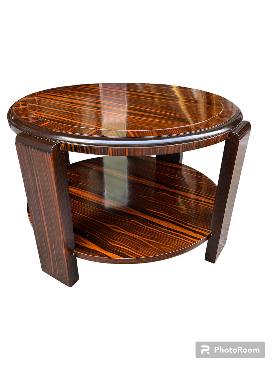 Art Deco pedestal table double ebony tray by Maccassar