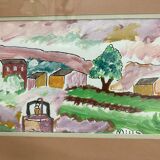Framed landscape painting