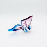 Murano Crystal Sommerso Organic Sculpture Bowl - Blue & Fuchsia