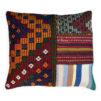 Vintage turkish kilim cushion cover , 55 x 55 cm