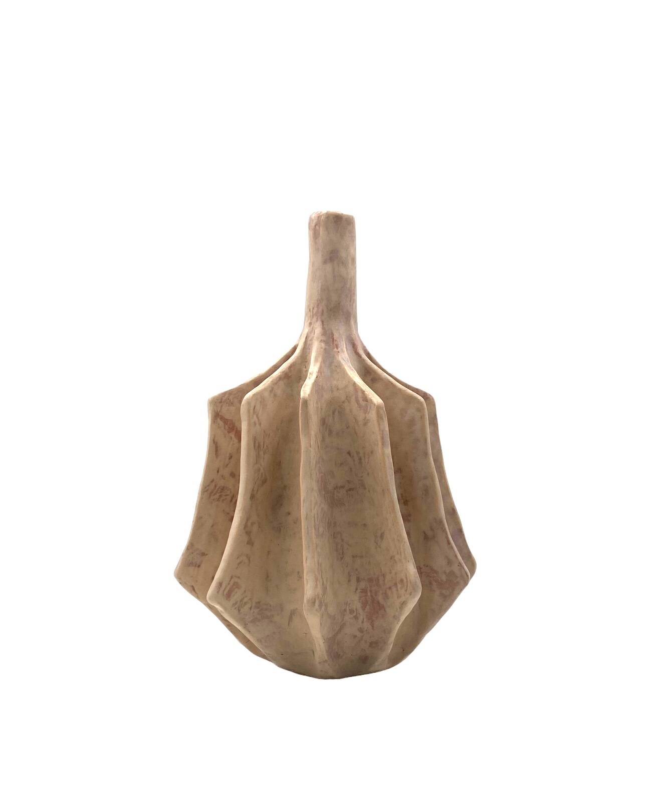 Organic modern white earthenware vase, France 1970s