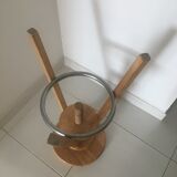 Wooden and metal tripod screw stool