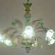 6 arms vintage Venetian chandelier, green Murano glass, 1950s