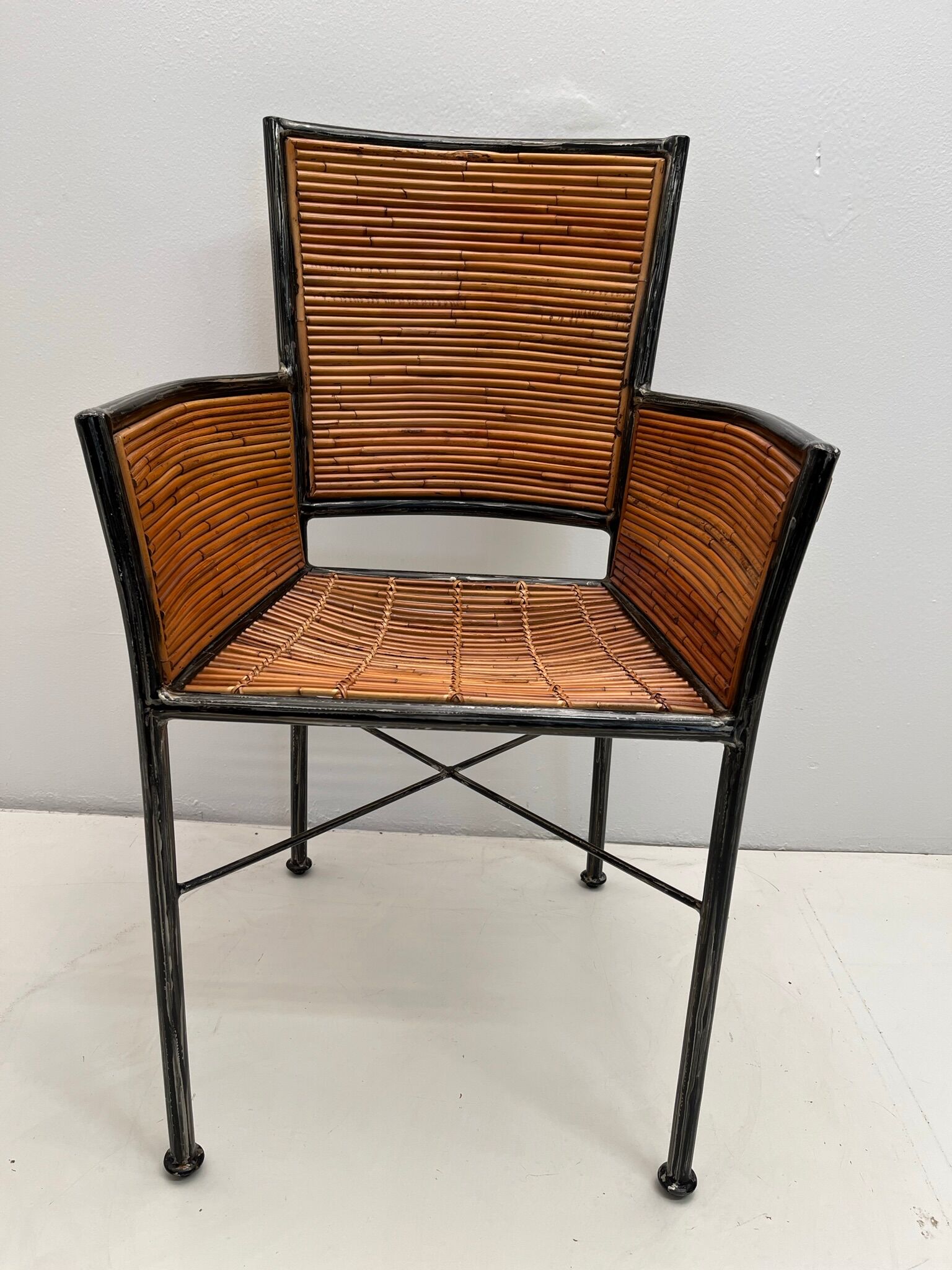 Bamboo and iron armchair