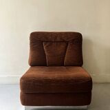 Velvet armchair with chrome metal by J. Charpentier, France, design 1970.