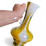 Cristallerie de Clichy White Opaline Pitcher Vase, Handmade in France