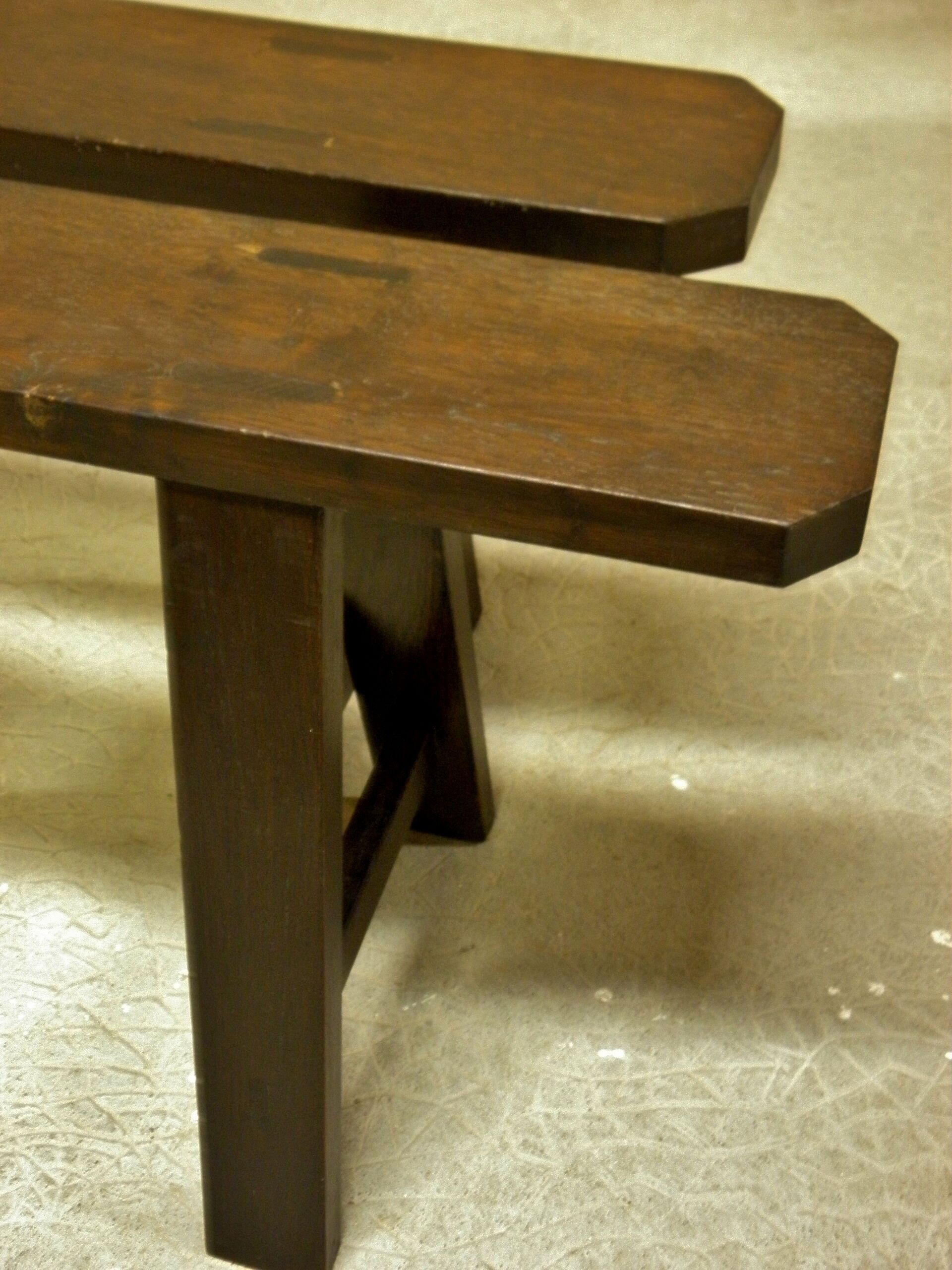 Pair of benches of oak farm.
