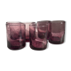 6 Straight bubbled glasses purple mouth blown glass