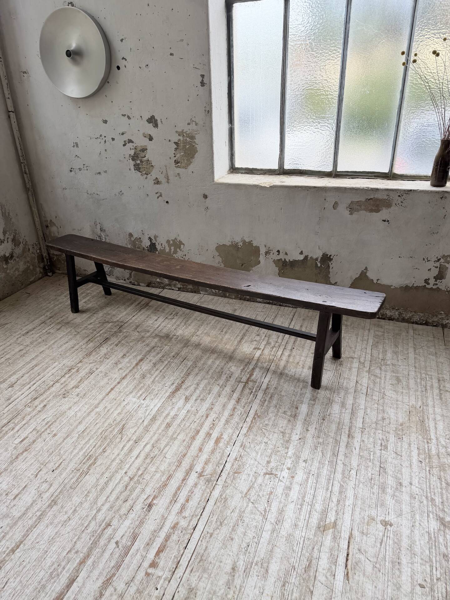 Dark patinated 1900 bench 220cm