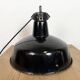 Industrial Black Enamel Factory Lamp with Cast Iron Top, 1950s