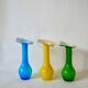 trio of designer vases in yellow, green and blue opaline from the 60s