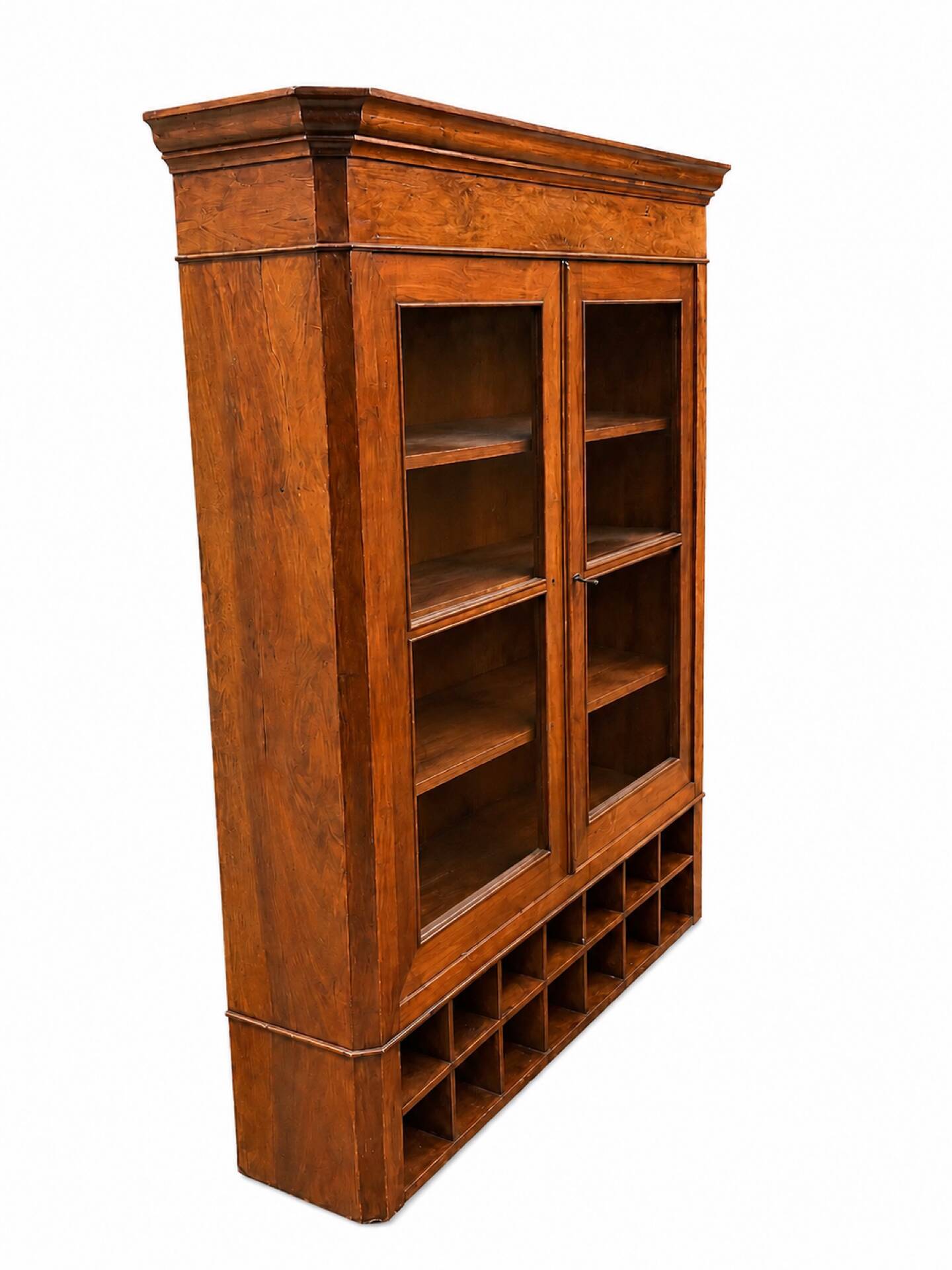 Large library desk with display cabinet and secretary with drawers, 19th century French.