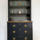 Antique black painted pine bookcase