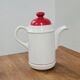 White and red Royal Tudor porcelain coffee pot