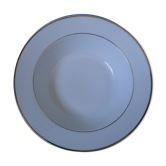 Plat creux rond porcelaine fine manufacture royale blanc liserets dores