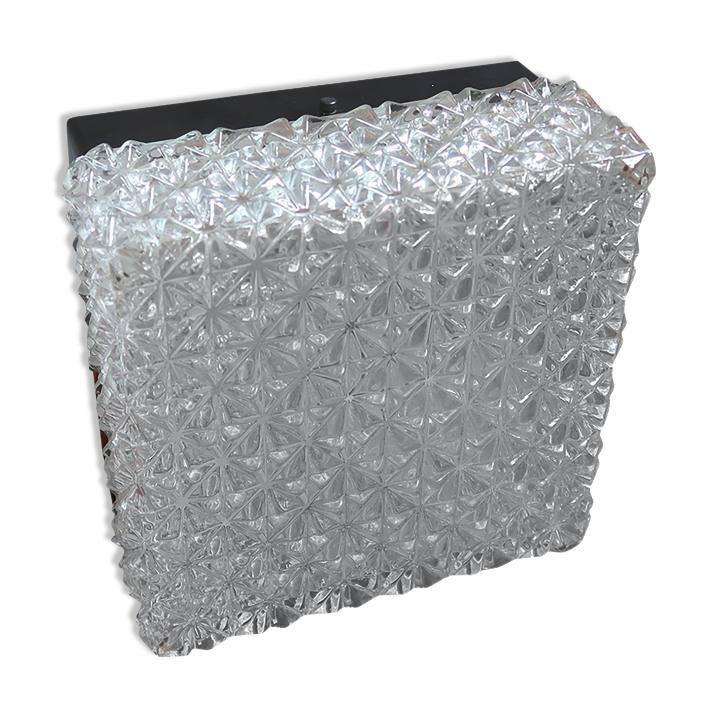 Glass square ceiling light by Erco 1970