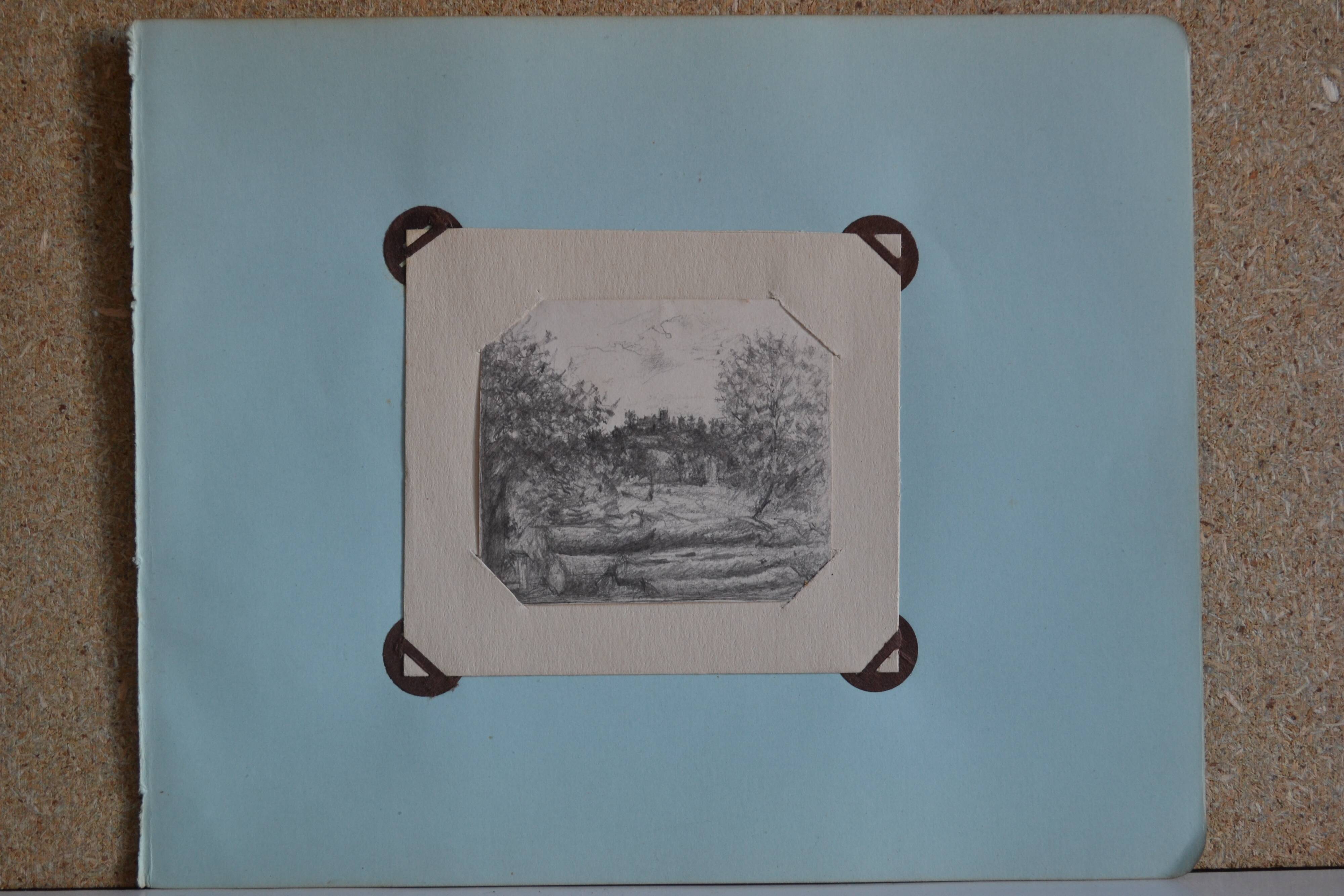 Miniature pencil drawing circa 1910 english countryside