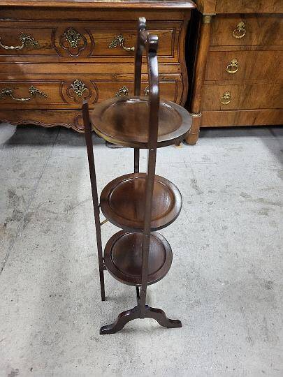 Folding mahogany cake stand