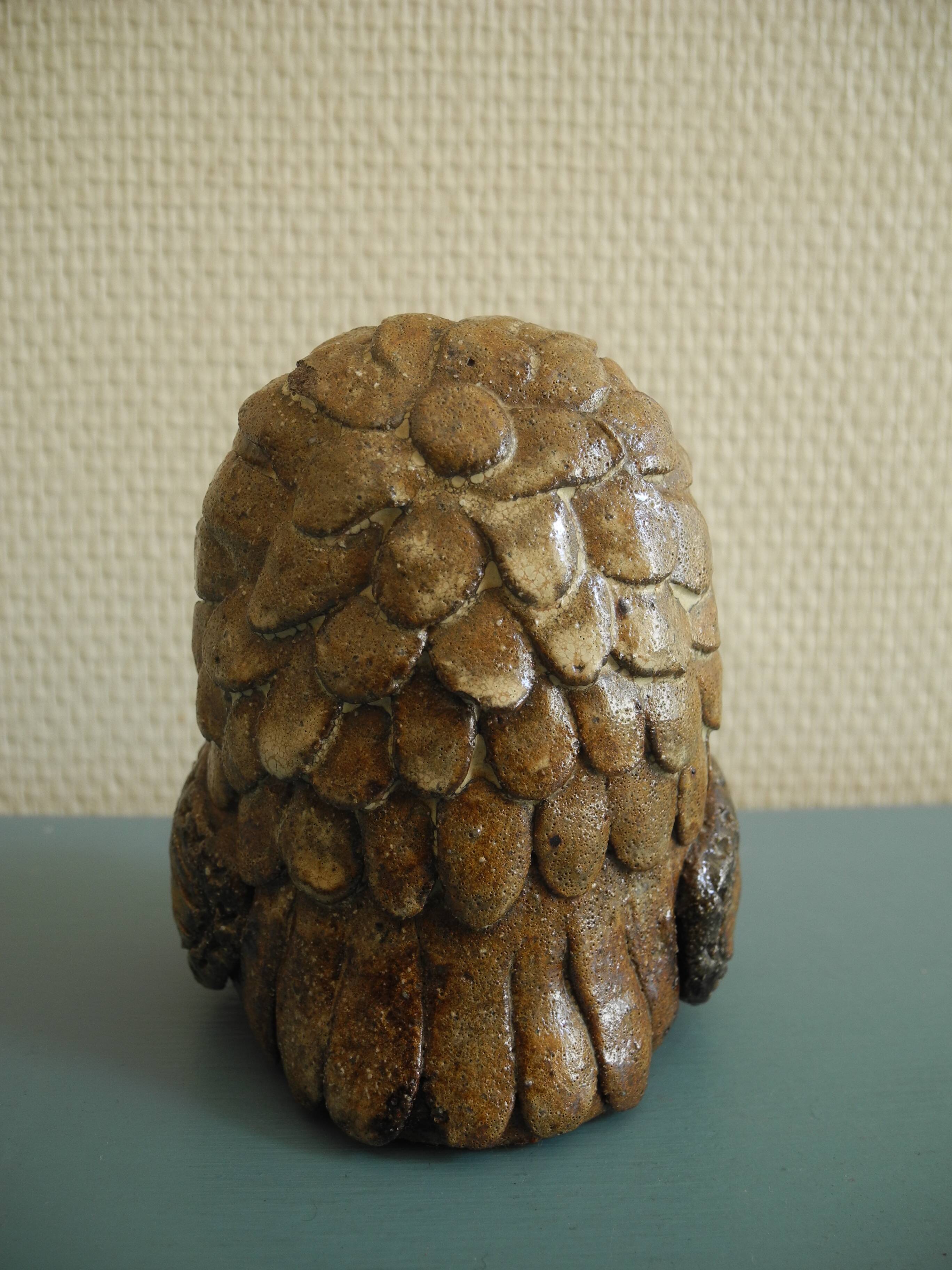 Ancienne sculpture chouette céramique terre cuite old ceramic owl statuette