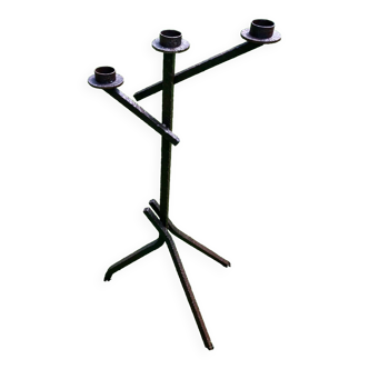 Wrought iron tripod candlestick