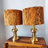 Pair of large vintage 1970s brass living room lamps