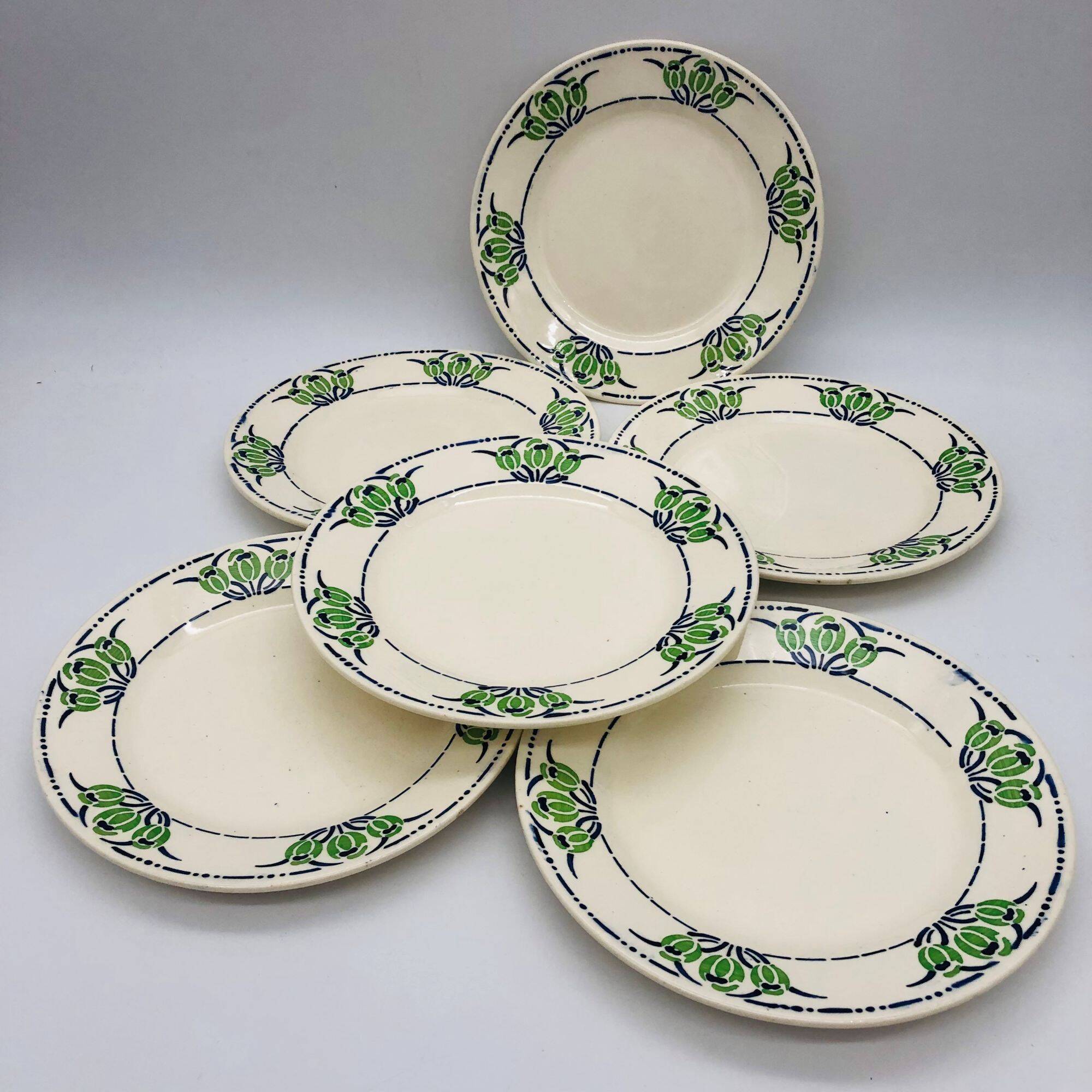 6 dessert plates Hippolyte Boulenger & Cie (HBC)